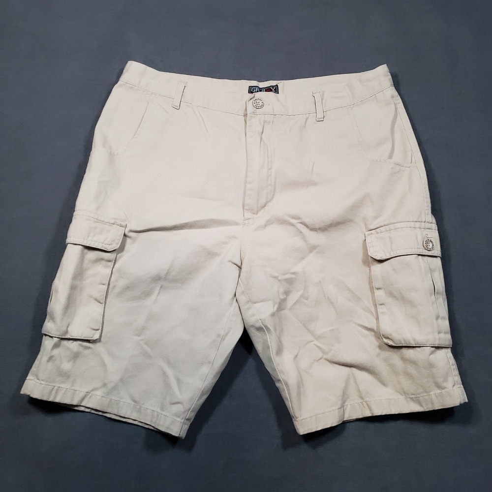 Galaxy Cargo Shorts Mens 38‎ Beige Cotton Twill Multi Pocket Casual Utility